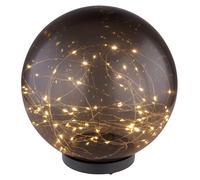 Lampe solaire boule fumée Lampe extérieure boule solaire extérieure boule solaire, noire, 40x LED 0,06W blanc chaud, DxH 25x36 cm