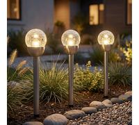 Lampe Solaire Boule Jardin Ampoule à Enficher Décoration de IP44 Argent LED 3x