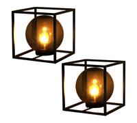 Lampe solaire boule lampe extérieure fumée lampe de jardin lampe solaire, cube, nickel antique, LED blanc chaud, LxlxH 30x30x30 cm, lot de 2