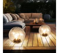 Ensemble de 2 lampes à LED d'extérieur à prise solaire, boule de jardin, pointes de sol en verre clair