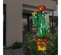 Lampe solaire Cactus Piquet de terre Lampe d'extérieur Lampe solaire enfichable multicolore Cactus, acier, LED blanc chaud, LxlxH 5,5x15x80 cm