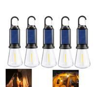 Lampe Solaire Camping Rechargeable - Lanterne Camping Solaire, 5PCS Lampe de tente imperméable à l'eau LED, Lampe Portable pour Camping, Pêche, Randonnée (T04)