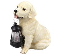 Lampe solaire chien jardin Lampe solaire décorative pour extérieur, labrador avec lanterne, batterie, 1x LED, LxlxH 15,5x23,5x25 cm