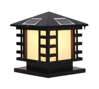 Lampe Solaire contemporaine pour Pilier, Applique Murale, clôture, Poteau Solaire en métal Noir Mat, éclairage LED Blanc Froid pour décoration de Jardin et terrasse