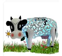 Lampe solaire creuse en forme de vache - Lampe décorative en métal creux | Statues de vache en métal pour jardin, terrasse, cour