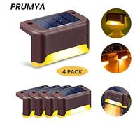 Lampe solaire de clôture PRUMYA - Étanche - 4 Pack - LED intégrée - PVC et ABS - Marron