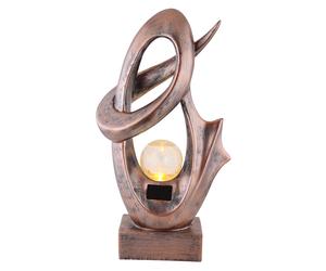 Lampe solaire de décoration de jardin pour l'extérieur, lampe de terrasse, lampe solaire de sol d'extérieur, debout à l'extérieur, avec effet de feu, sculpture en bronze, boule de verre craquelée