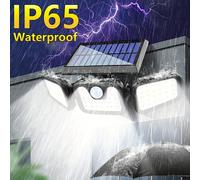 Lampe solaire de détection de mouvement extérieure, lampe de solaire 1/3 têtes, projecteur/spot 74LED/100LED, avec fonction de détection de mouvement, convient pour le garage, la cour, l'entrée, la te