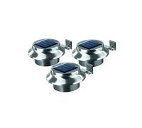easy maxx EASYmaxx 03612 Solaire gouttière lumière | en acier inoxydable - Lot de 3 extérieur | sans fil | Éclairage, fer, argent, n.i