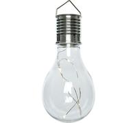 Lampe solaire de jardin ampoule LED plastique 8x14cm blanc chaud