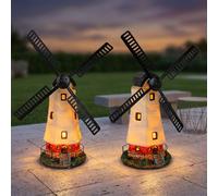 Lampe Solaire De Jardin Avec Éolienne Pour Balcon Ensemble De 2 Multicolore LED
