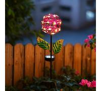 Lampe solaire de jardin avec hortensia et sortie LED blanc chaud pour éclairage subtil des espaces extérieurs (B)