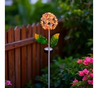Lampe solaire de jardin avec hortensia et sortie LED blanc chaud pour éclairage subtil des espaces extérieurs (D)