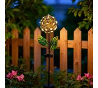 Lampe solaire de jardin avec hortensia et sortie LED blanc chaud pour un éclairage subtil des espaces extérieurs (A)