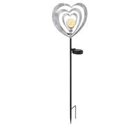 Lampe solaire de jardin, balise lumineuse, métal, gris argenté, LED, extérieur, H 82 cm
