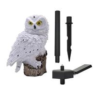 Lampe solaire de jardin, décoration d'extérieur, chouette en résine avec piquet, lumière blanche étanche pour terrasse, clôture, pelouse, passage, allée, cour, décoration de fête, pelouse (blanc)