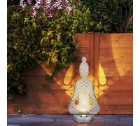 Lampes solaires pour décoration de jardin extérieur figurines extérieures Bouddha solaire, IP44, batterie rechargeable, métal plastique, 1x LED 2700K, LxlxH 19x12x36cm
