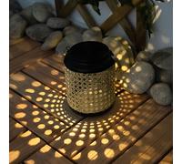 Lanterne solaire à LED pour l'extérieur Lanterne solaire pour l'extérieur Lampadaire avec LED Décoration jardin noir marron à suspendre, aspect bambou, 1x LED rechargeable, H 30 cm