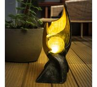 Lampes solaires solaires à flamme LED pour décoration de jardin extérieur Lampe solaire avec effet flamme, sculpture marron or avec effet lumineux enchanteur, 1x LED blanc chaud, H 36 cm