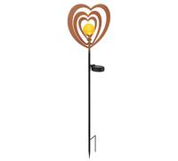 Lampe solaire de jardin, éclairage extérieur, métal, couleur rouille, globe en verre LED, H 82 cm
