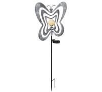 Lampe solaire de jardin, éclairage extérieur, métal, gris argenté, globe en verre LED, H 83 cm
