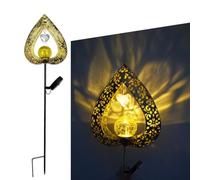 Lampe solaire de jardin en forme d'amour avec motif creux en métal et éclairage nocturne automatique pour espaces extérieurs (artisanat en fer)