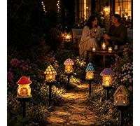 Lampe solaire de jardin en forme de champignon de conte de fées, lampe LED étanche pour décoration de maison, maison de champignon, lampe décorative en résine, éclairage automatique pour jardin