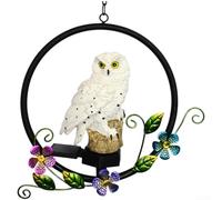 Lampe solaire de jardin en forme de chouette résistante aux intempéries | Design hibou réaliste, matériau en résine, accent artistique de jardin, capteur de nuit automatique, pas de câblage