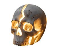 Lampe solaire de jardin en forme de crâne craquelé, effrayante et étanche | Décoration d'extérieur lumineuse d'Halloween, pour pelouse, chemin, patio et accessoires d'aménagement paysager gothique