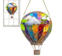 Lampe solaire de jardin en forme de montgolfière, lanterne décorative 2D teintée, ornement acrylique suspendu, effet multicolore, décoration de jardin colorée pour accentuer les ballons
