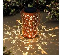 Lampe solaire de jardin en forme de papillons, éclairage LED décoratif en métal, projection d'ombres, énergie solaire pour extérieur (libelulles)