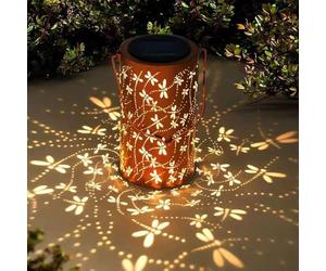 Lampe solaire de jardin en forme de papillons, éclairage LED décoratif en métal, projection d'ombres, énergie solaire pour extérieur (libelulles)