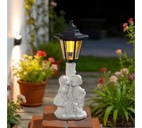 Lampe solaire de jardin en résine - Statue hexagonale - Étanche | Statuette hexagonale étanche pour extérieur, blanc, 12 x 9 x 34 cm, décoration romantique pour allée, terrasse, cour