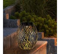 Lampe solaire lampe solaire lampe de jardin enfichable, affichage de la lumière de la batterie sur piquet de terre résistant aux intempéries, métal doré noir, 1x LED blanc chaud, DxH 12,5x90cm