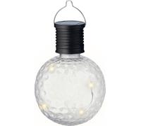Lampe solaire de jardin LED boule ampoule 8x11cm plastique blanc chaud