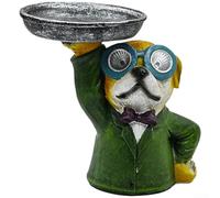 Lampe solaire de jardin pour chien - 23,5 x 17 x 26 cm - En résine - Décoration extérieure avec rangement ouvert - Capteur automatique du crépuscule à l'aube - Pour décoration de jardin ou de terrasse