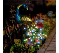 Lampe Solaire De Jardin, Statue Paon En Métal Lumière Solaire Exterieur, Éclairage Étanche Lampes Chemin Paysage, Ip44 Paon P[m150]