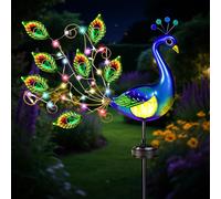 Lampe Solaire de Jardin, Statue Paon Lumière Solaire Exterieur en Métal Imperméable, Decoration Jardin Exterieur, Lampe Solaire LED pour Chemins, Patio, Pelouse, Maison, Fête