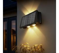Lampe solaire noire Lampe d'extérieur Balcon Lampe murale moderne Lampe de jardin angulaire Batterie Mur de maison résistant aux intempéries, plastique, 1x LED 40lm 3000K, LxlxH 17x10,8x6,4 cm