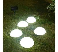 Lampe Solaire de pelouse en Demi-Boule, Lampes solaires au Sol, Lampe de pelouse avec 5 LED, éclairage de décoration, Lampe de Jardin étanche pour Paysage, Patio, allée, Cour, 5 pièces, blan