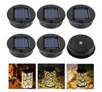 Lampe Solaire de Rechange Lantern 8cm, 6 Pièces Remplacement de Couvercles Solaires, IP65 Panneau Solaire à LED pour Lanterne Solaire pour Lanterne de Jardin Suspendue Extérieure, Blanc Chaud