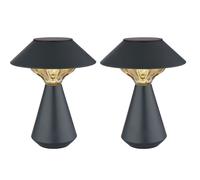 Lampe solaire de table Lampe de jardin extérieure ambre anthracite Lampe LED pour balcon, métal plastique, LED 3000K blanc chaud, H 23 cm, lot de 2