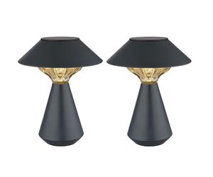 Lampe solaire de table Lampe de jardin extérieure ambre anthracite Lampe LED pour balcon, métal plastique, LED 3000K blanc chaud, H 23 cm, lot de 2