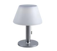 Lampe solaire de table Lampe d'extérieur Lampe de terrasse Lampe de table balcon, IP44 résistant aux éclaboussures Batterie Interrupteur à tirette Métal blanc, 10x LED blanc froid, DxH 20x28 cm