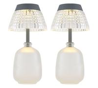 Lampe solaire de table lampe extérieure claire accu verre LED lampe de jardin lampe de balcon, acrylique, verre, plastique, LED 3000K blanc chaud, DxH 13,5x27 cm