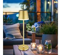Lampe solaire lampe de table lampe d'extérieur lampe de jardin lampe de balcon lampe d'appoint, métal doré, 2 hauteurs possibles, LED 0,06W 3000K blanc chaud, H 41 cm