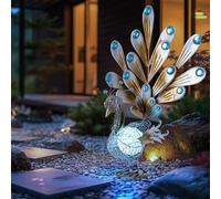 Lampe Solaire Décoration de Jardin D'Extérieur LED Paon Oiseau Animal Métal