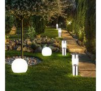 6x LED Plug Inox Lumières Boule Lampes SOLAIRE Éclairage Extérieur Stand Spotlights Décoration