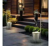 Lampe solaire robinet 30x LED décoration de jardin lampe d'extérieur lampe de terrasse, métal plastique argent, blanc chaud, LxH 17x62 cm, lot de 2