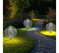 Lampe solaire lampe décorative orientale lampe de jardin fleur de vie lampe solaire pour l'extérieur, métal, piquet de terre, 1x LED, LxlxH 40x40x51 cm, lot de 3